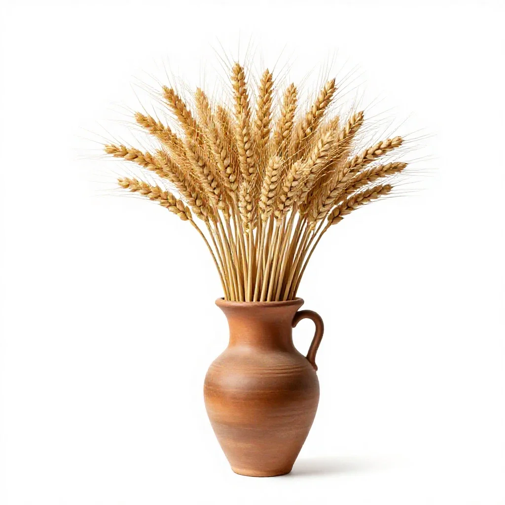 Dried wheat bundle isolated on a white background