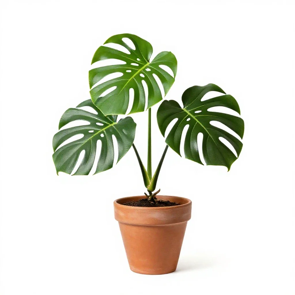 Monstera deliciosa in a pot isolated on a white background