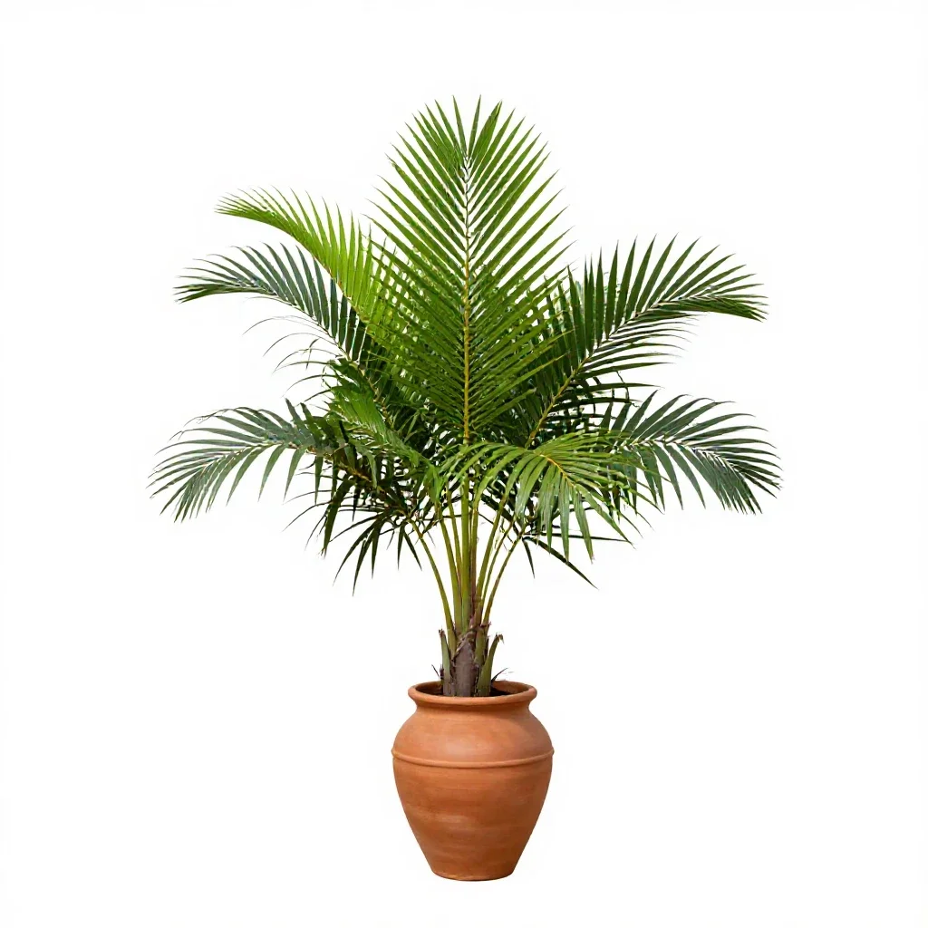 Nikau palm frond isolated on a white background