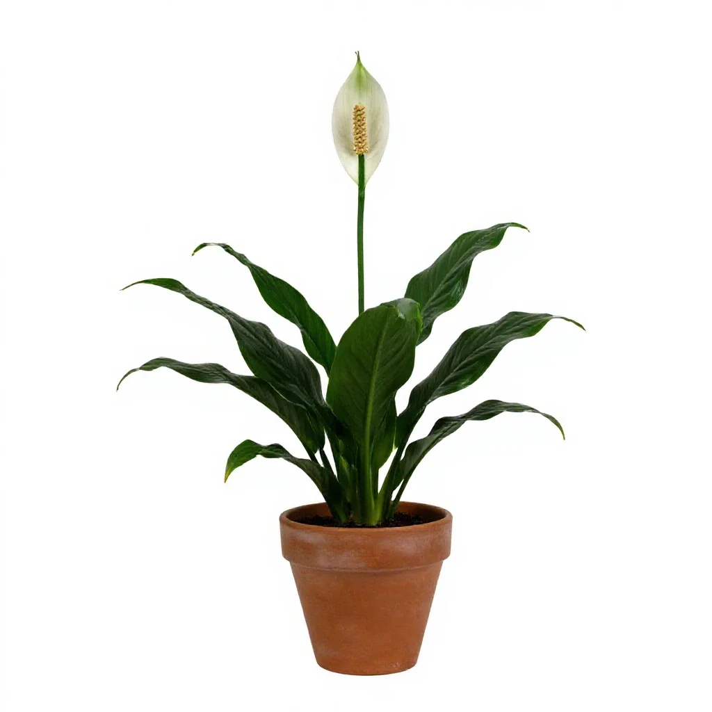 Peace lily in bloom isolated on a white background