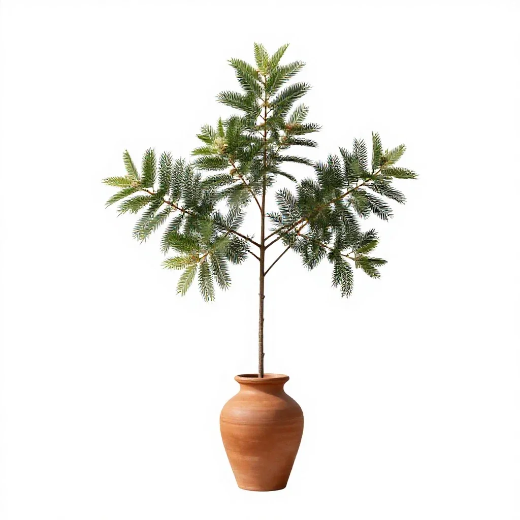 Pohutukawa branch in flower isolated on a white background