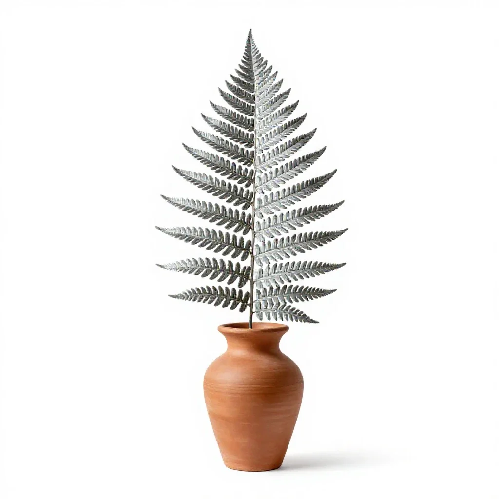 Silver fern frond isolated on a white background