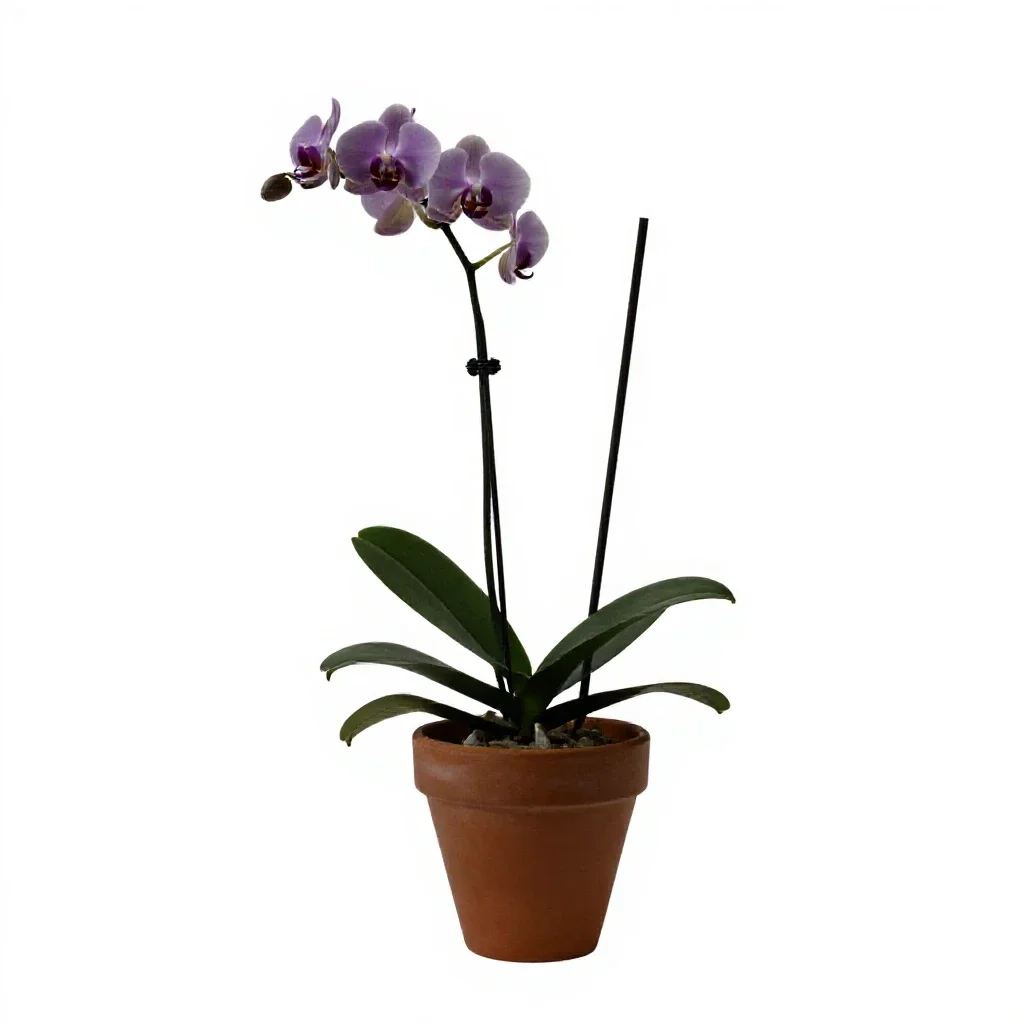 Orchid with arching stems isolated on a white background