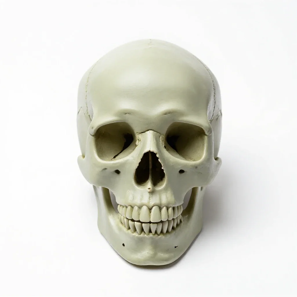 Human skull anatomical model isolated on a white background