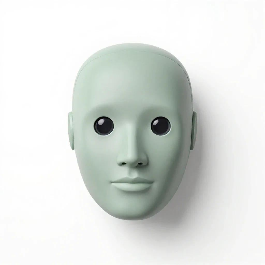 Humanoid robot head isolated on a white background