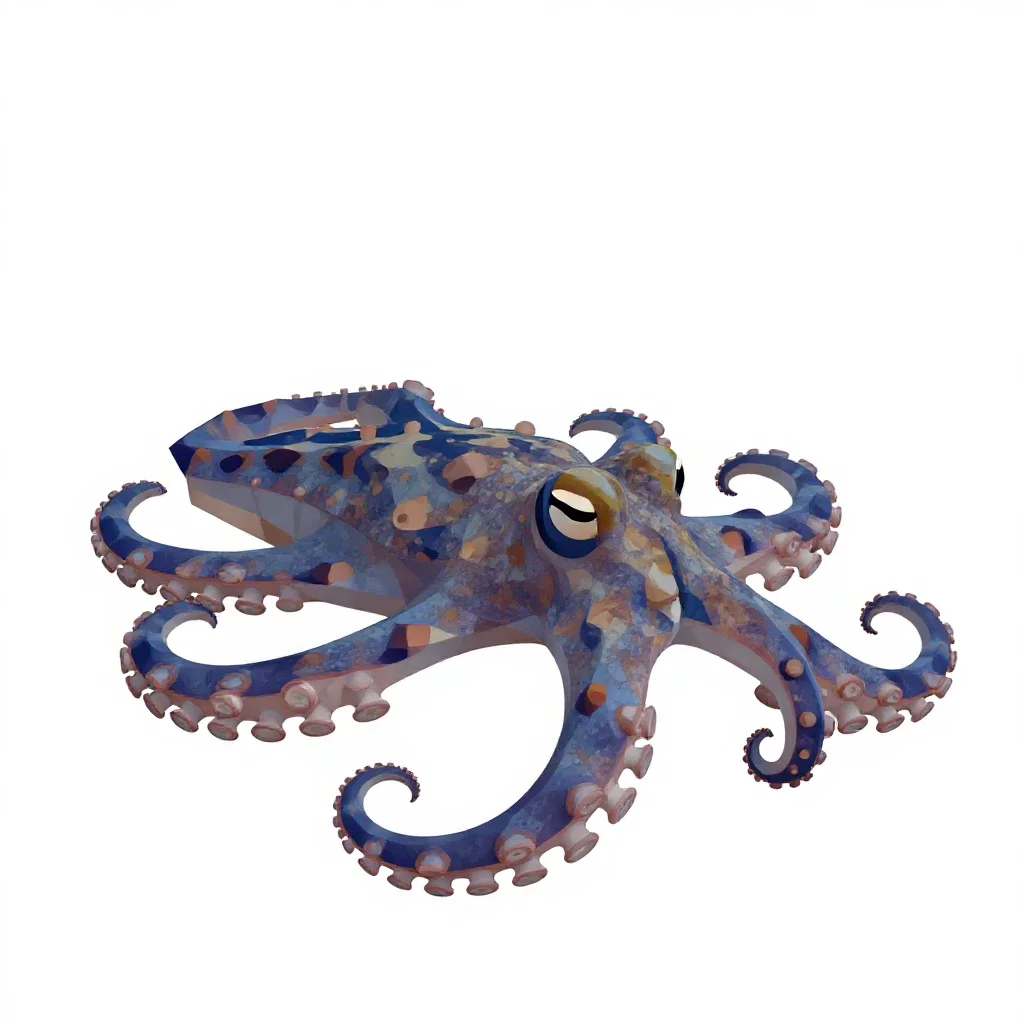 Blue-ringed octopus isolated on a white background