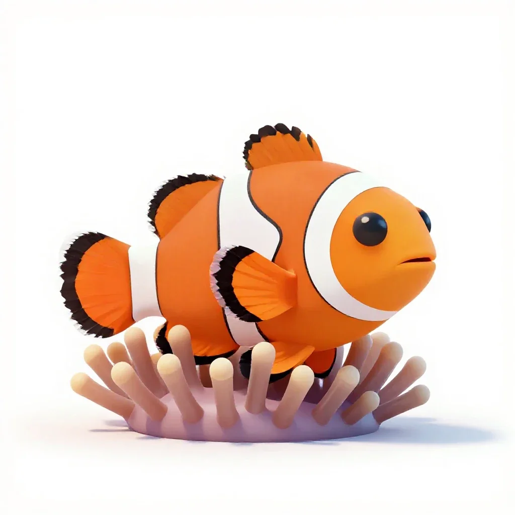 Clownfish in an anemone isolated on a white background