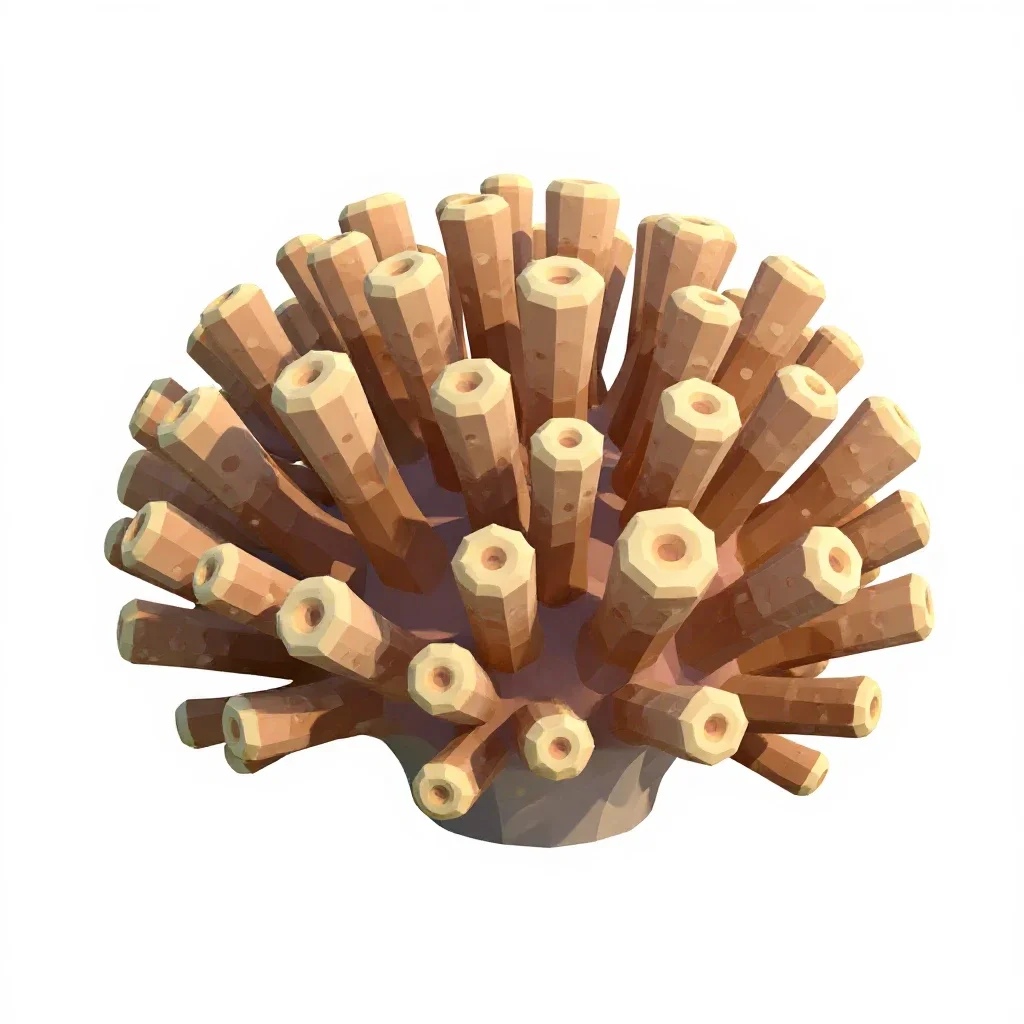 Coral polyp colony isolated on a white background