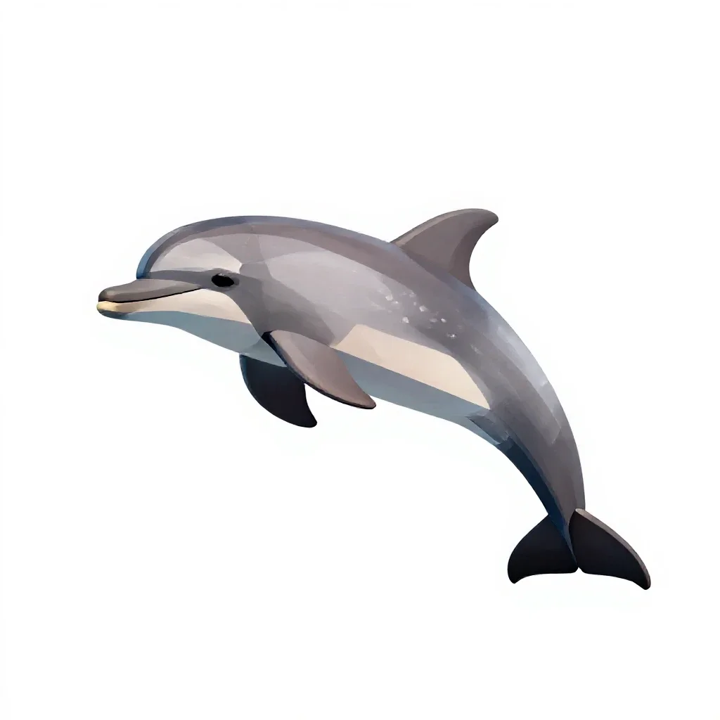 Dolphin mid-leap isolated on a white background