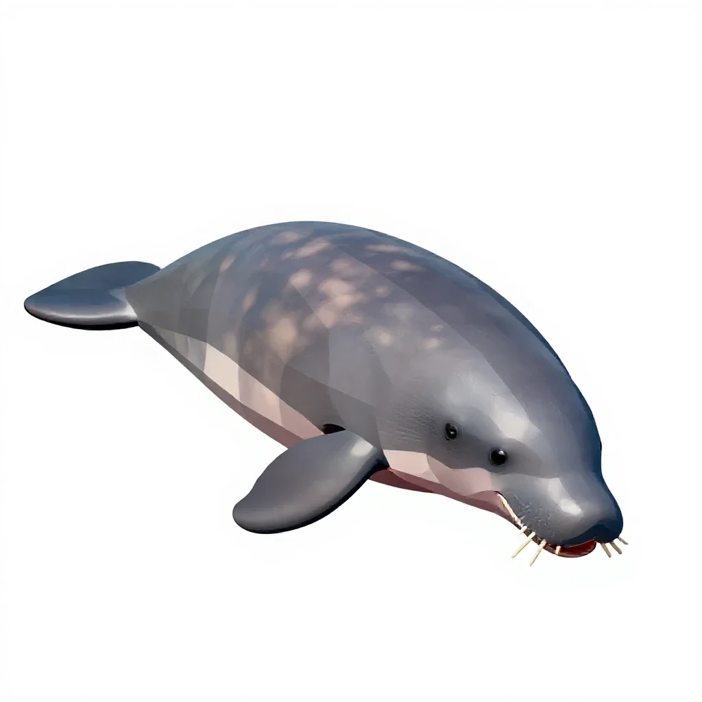 Dugong grazing isolated on a white background