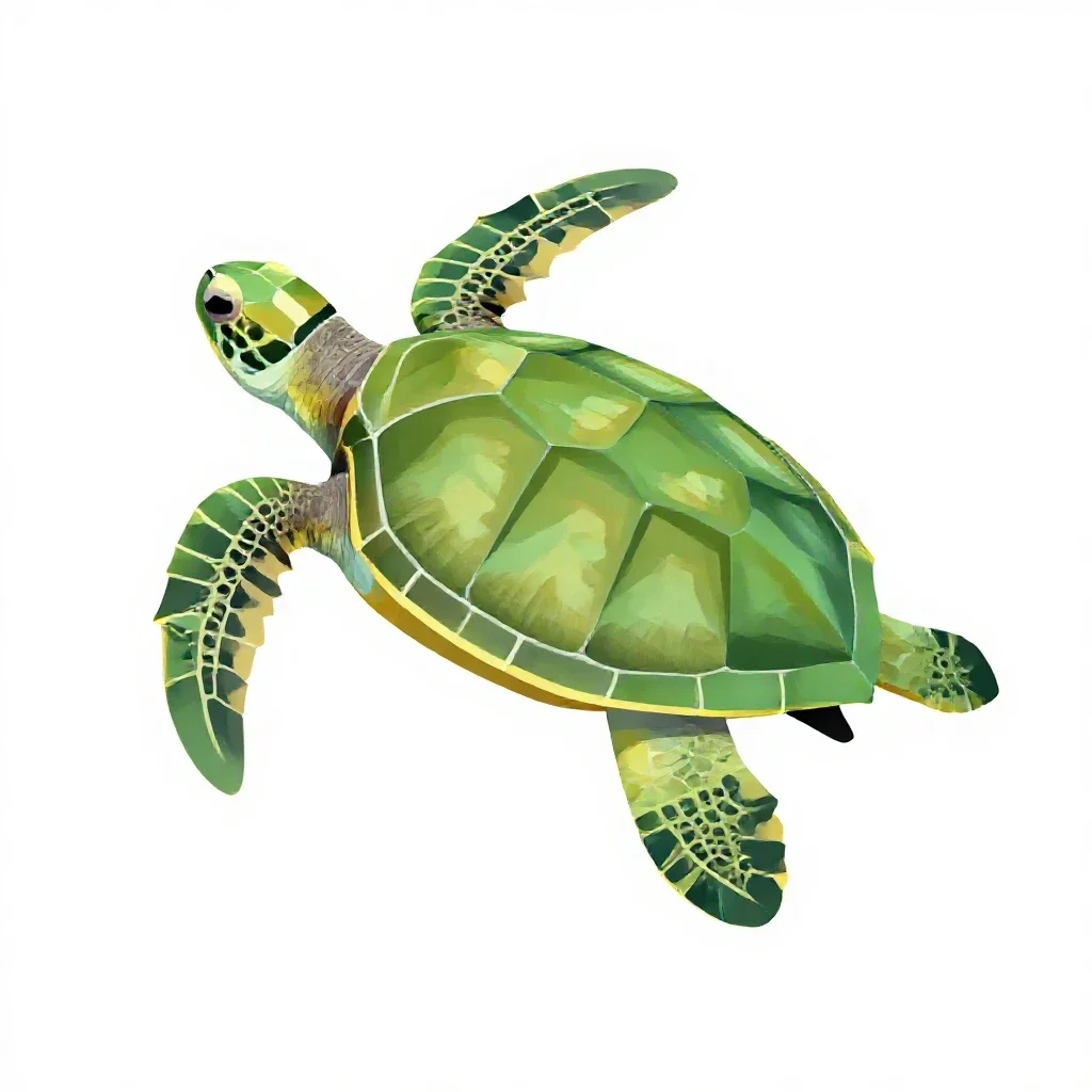 Green sea turtle isolated on a white background