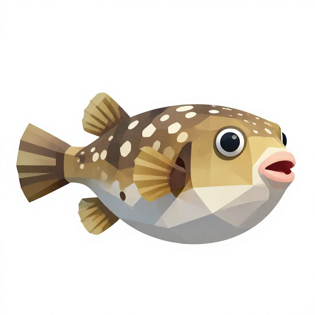 Pufferfish inflated isolated on a white background