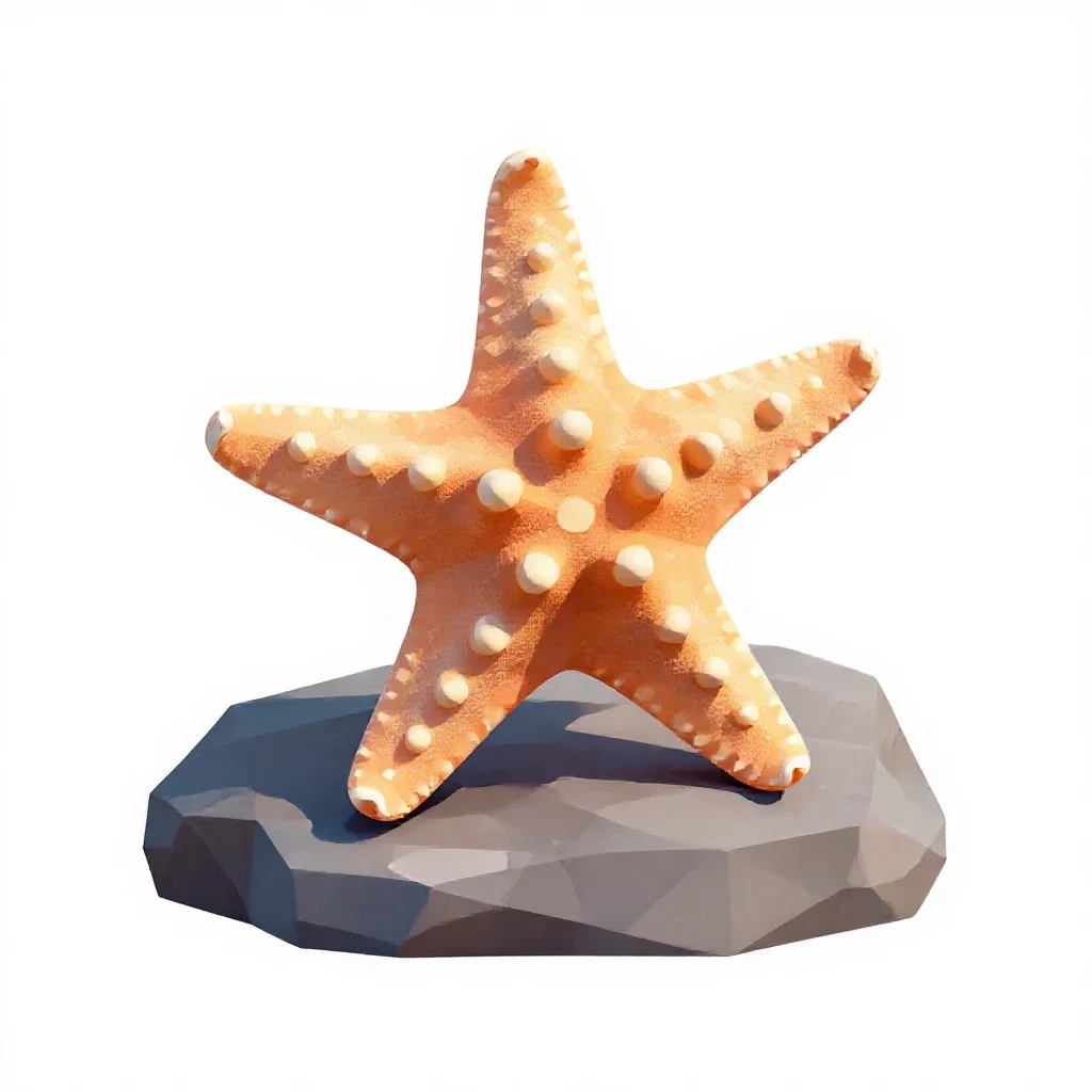 Starfish on rock isolated on a white background