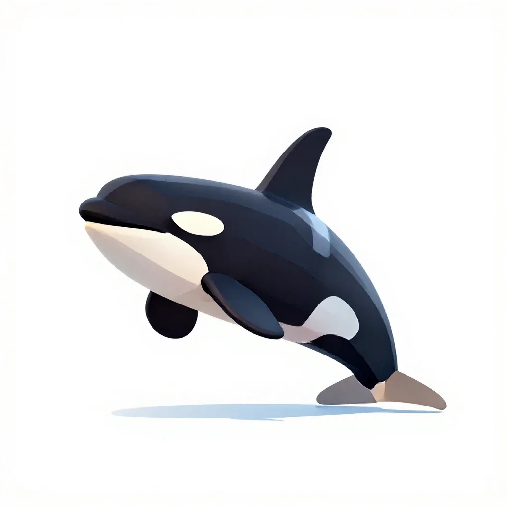Orca breaching isolated on a white background
