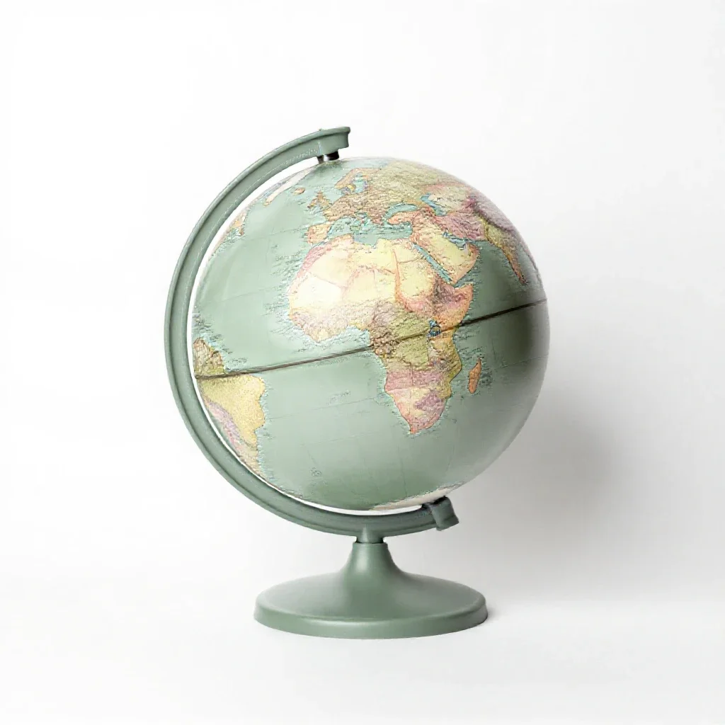 Globe on a stand isolated on a white background