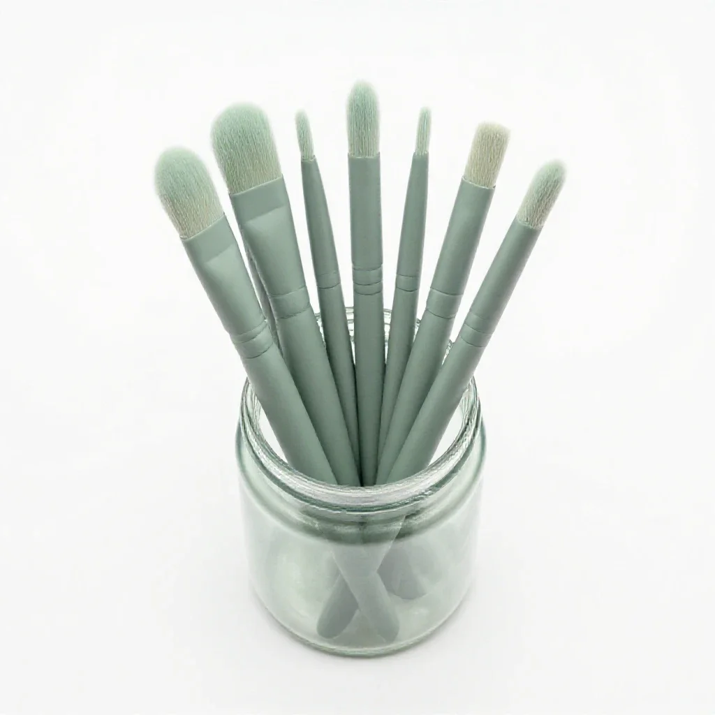 Jar of brushes isolated on a white background