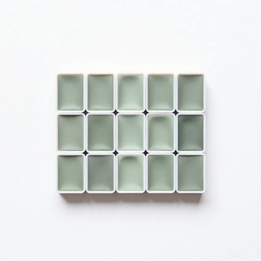 Set of watercolour pans isolated on a white background