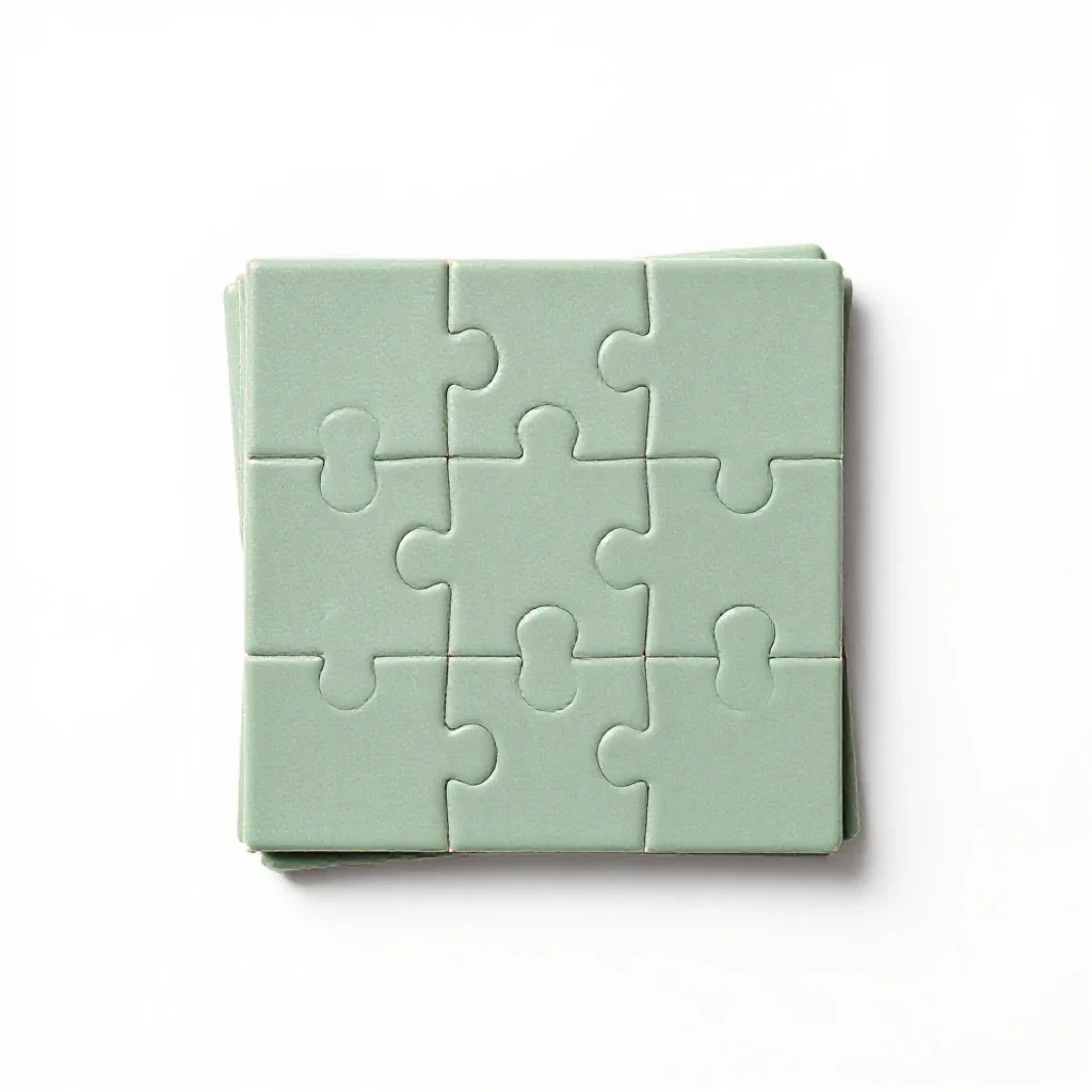 Jigsaw puzzle piece stack isolated on a white background