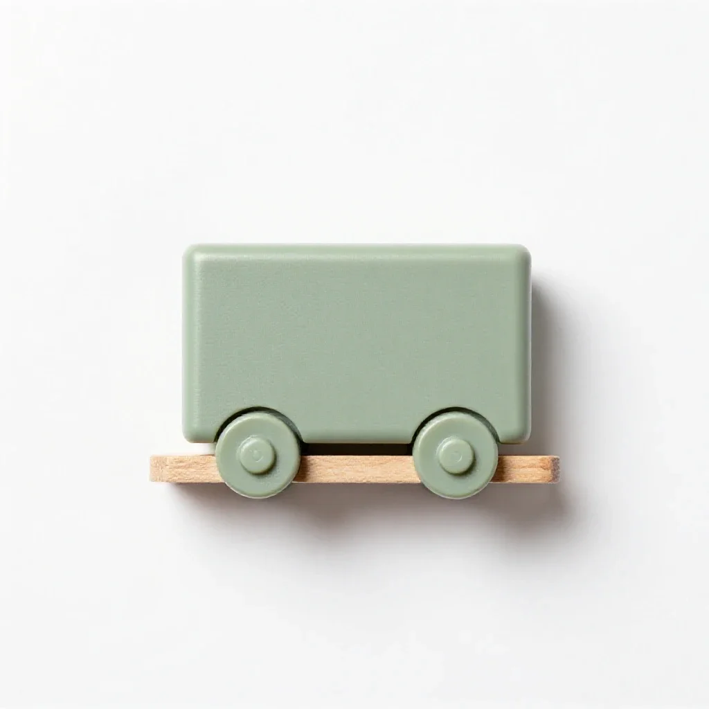 Wooden train track piece isolated on a white background