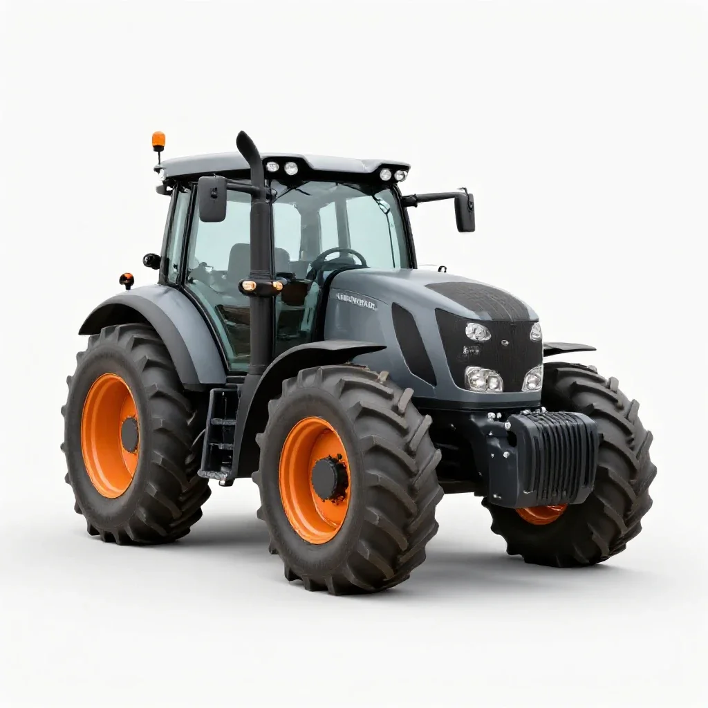 Tractor with a loader isolated on a white background