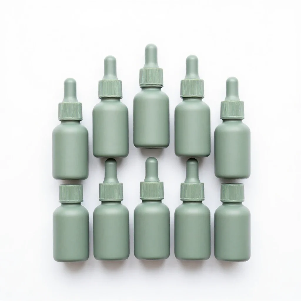 Set of glass dropper serums isolated on a white background