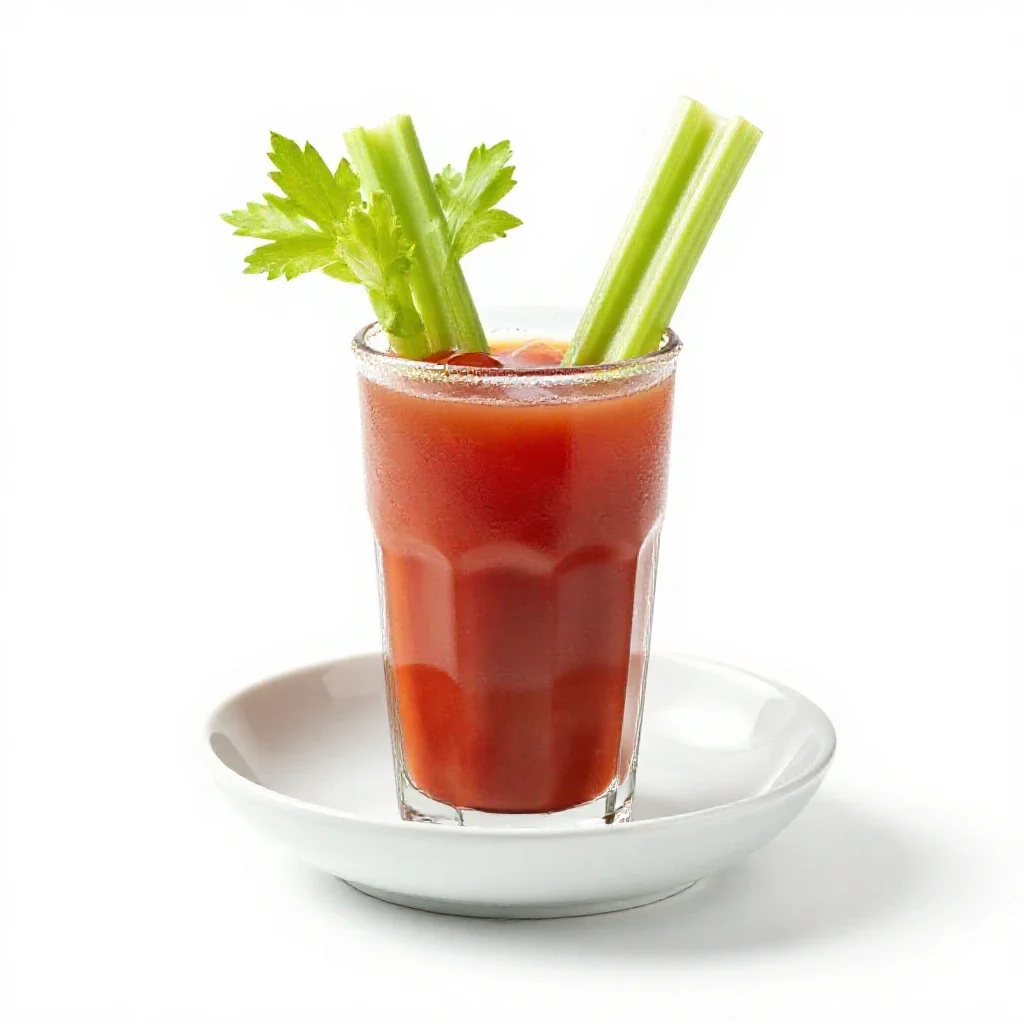 Bloody mary with a celery stalk isolated on a white background