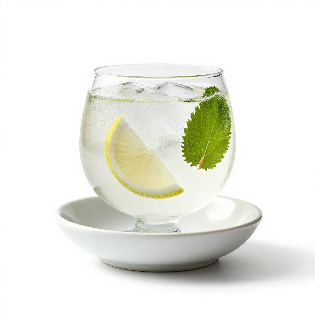 Gin and tonic with botanicals isolated on a white background