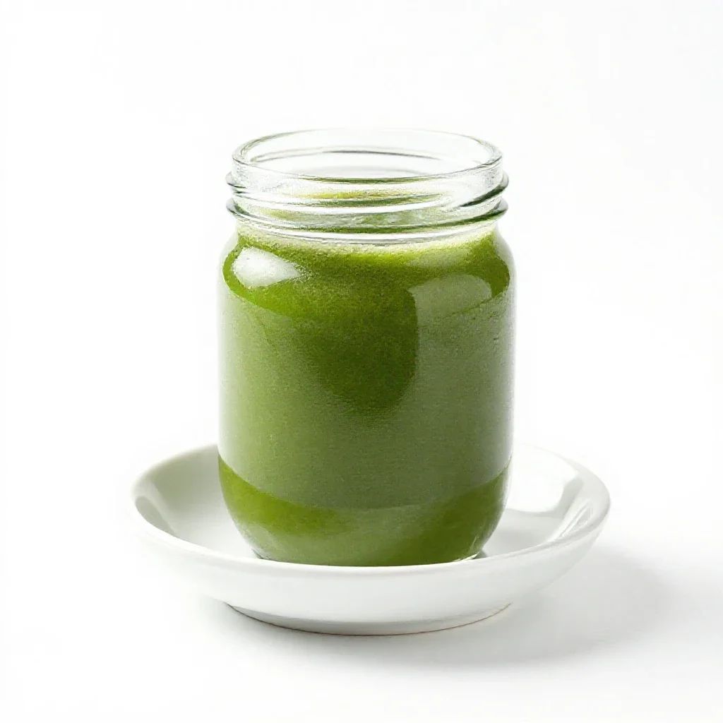 Green smoothie in a jar isolated on a white background