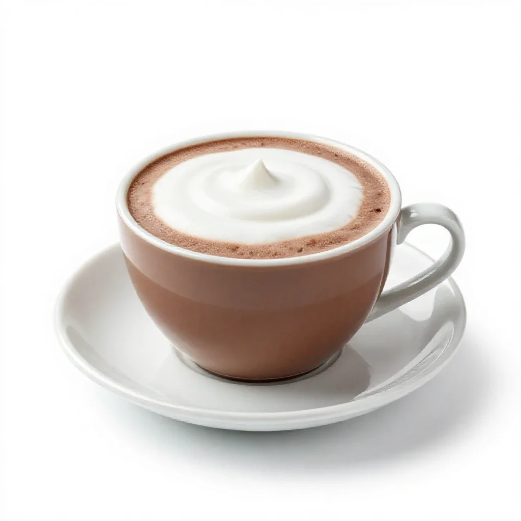 Hot chocolate with cream isolated on a white background