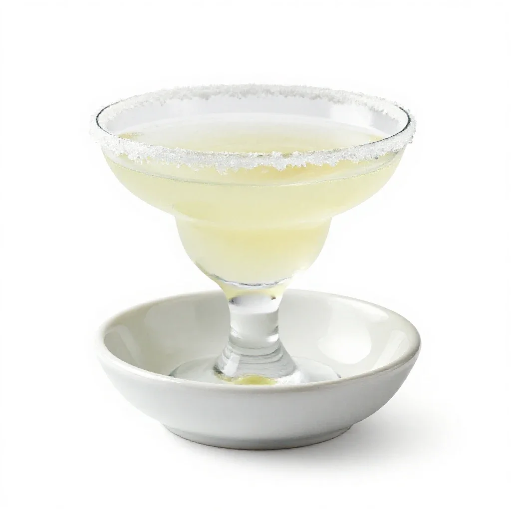 Margarita with a salt rim isolated on a white background