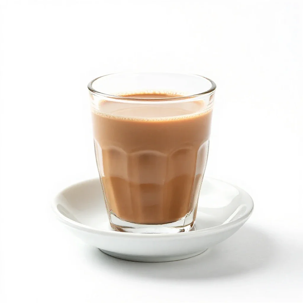 Masala chai in a glass isolated on a white background