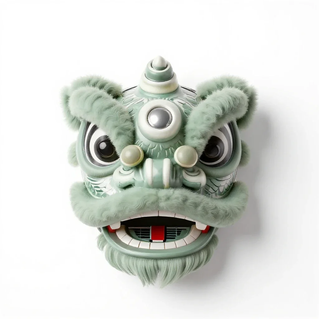 Lion dance head isolated on a white background