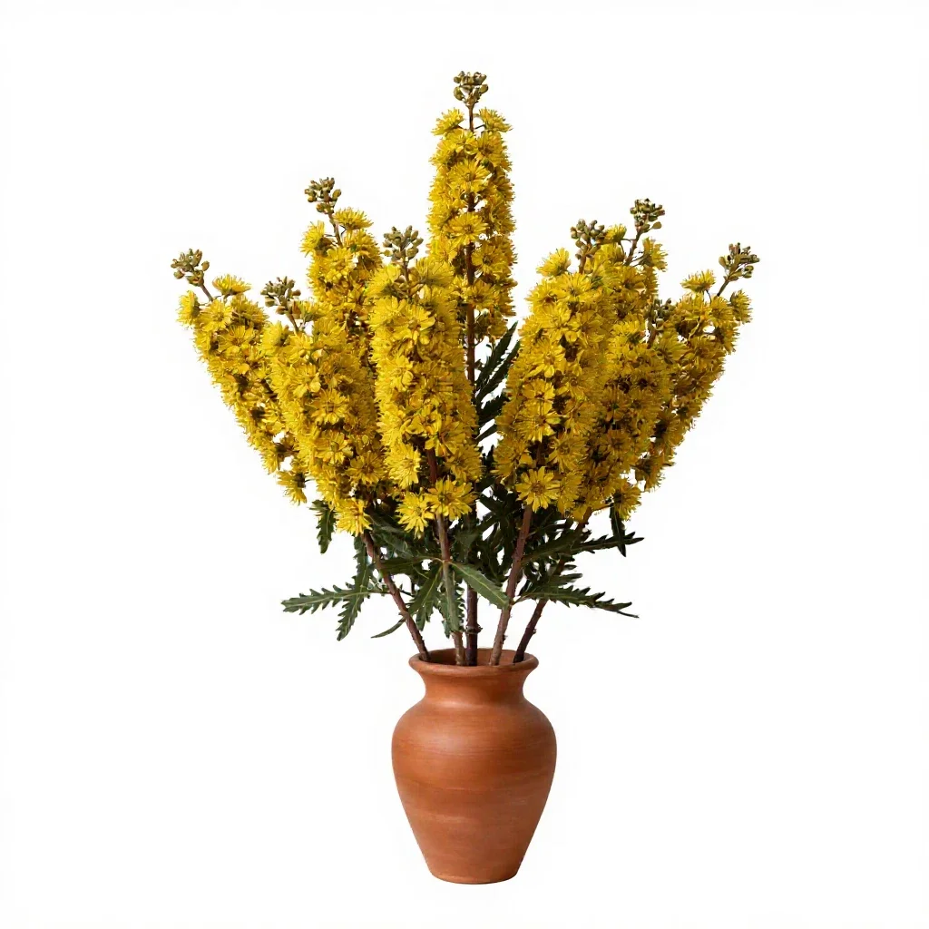 Kowhai flower cluster isolated on a white background