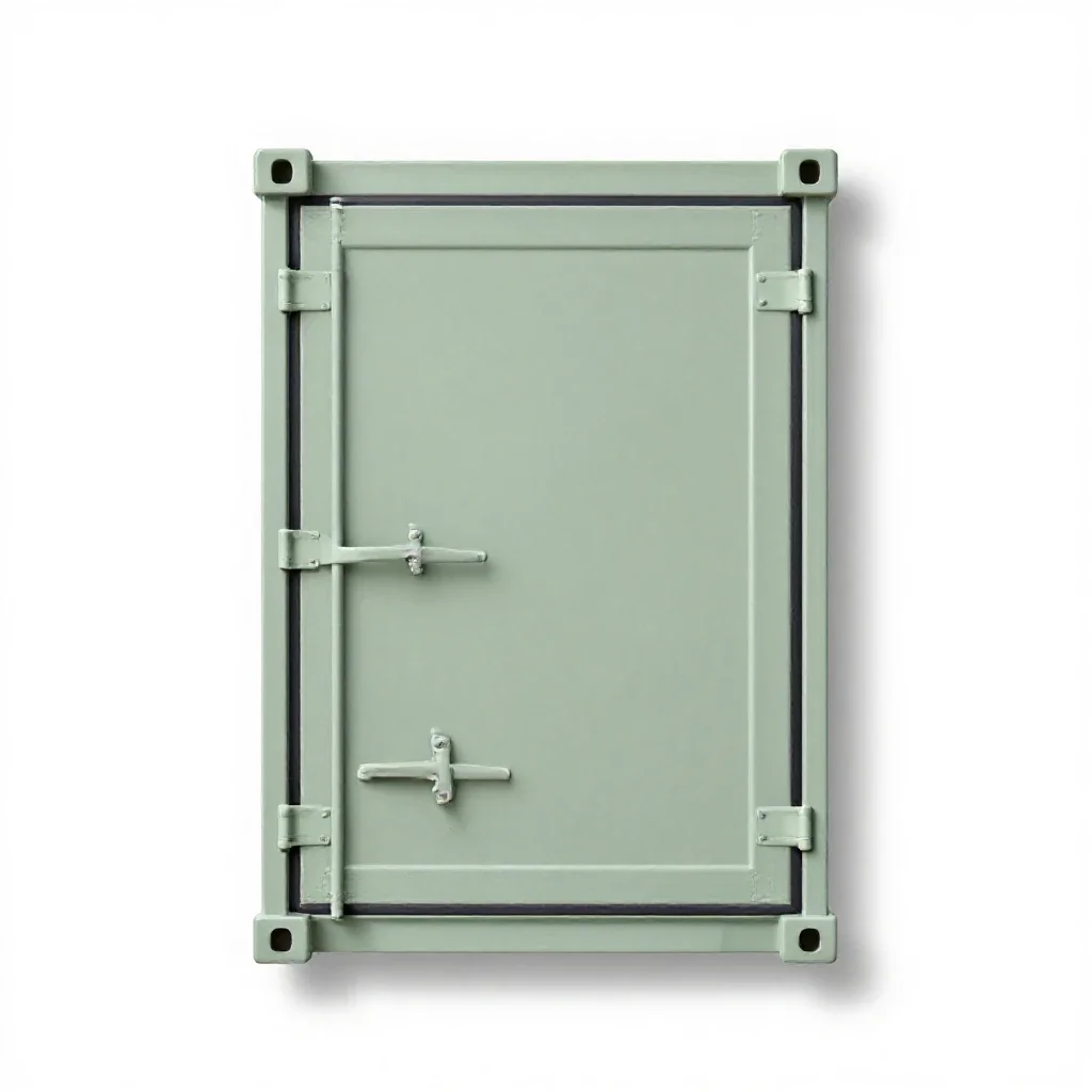 Shipping container door isolated on a white background