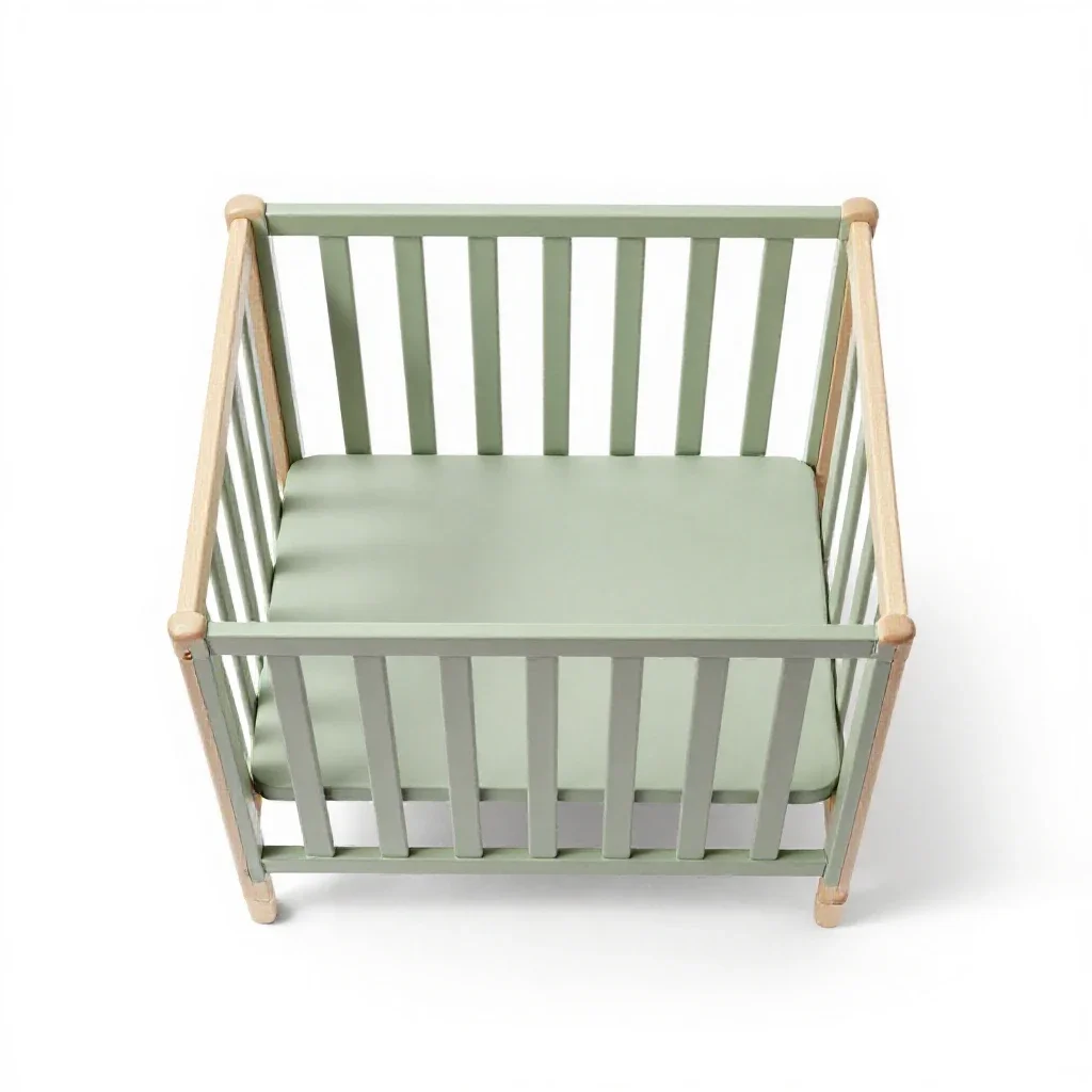 Wooden crib isolated on a white background