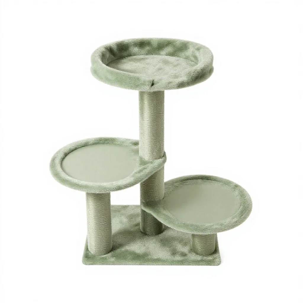 Cat tree with platforms isolated on a white background