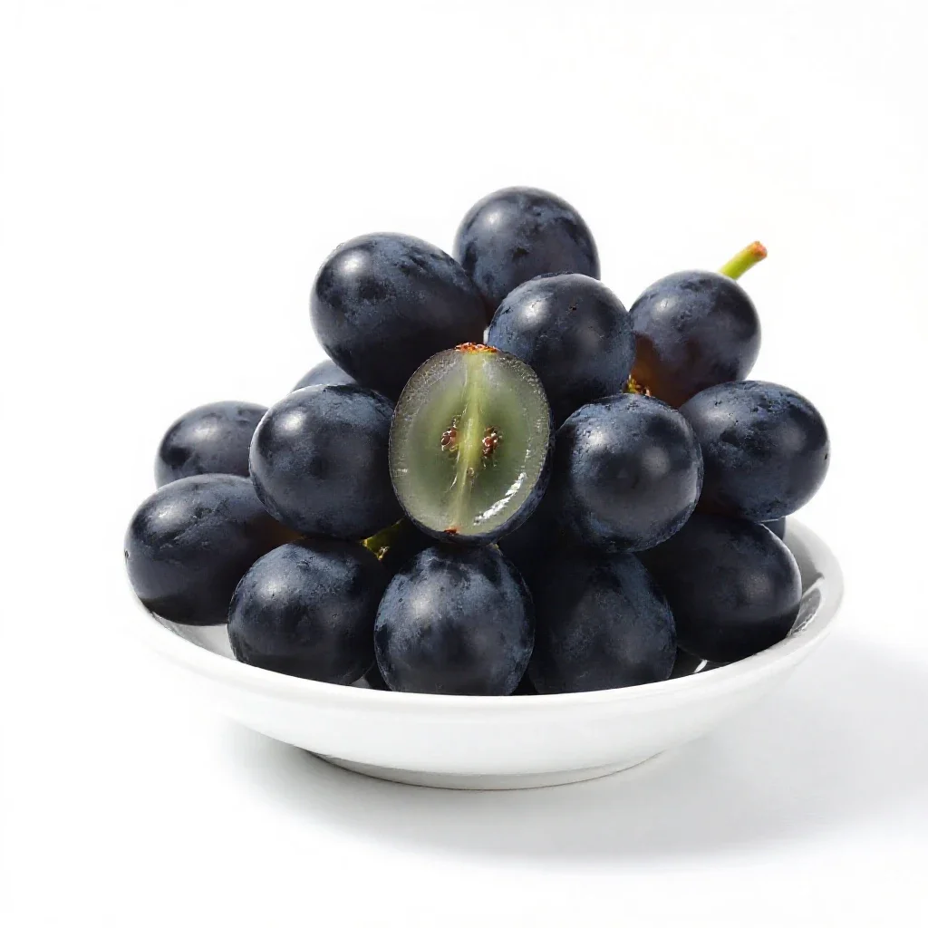 Bunch of black grapes isolated on a white background
