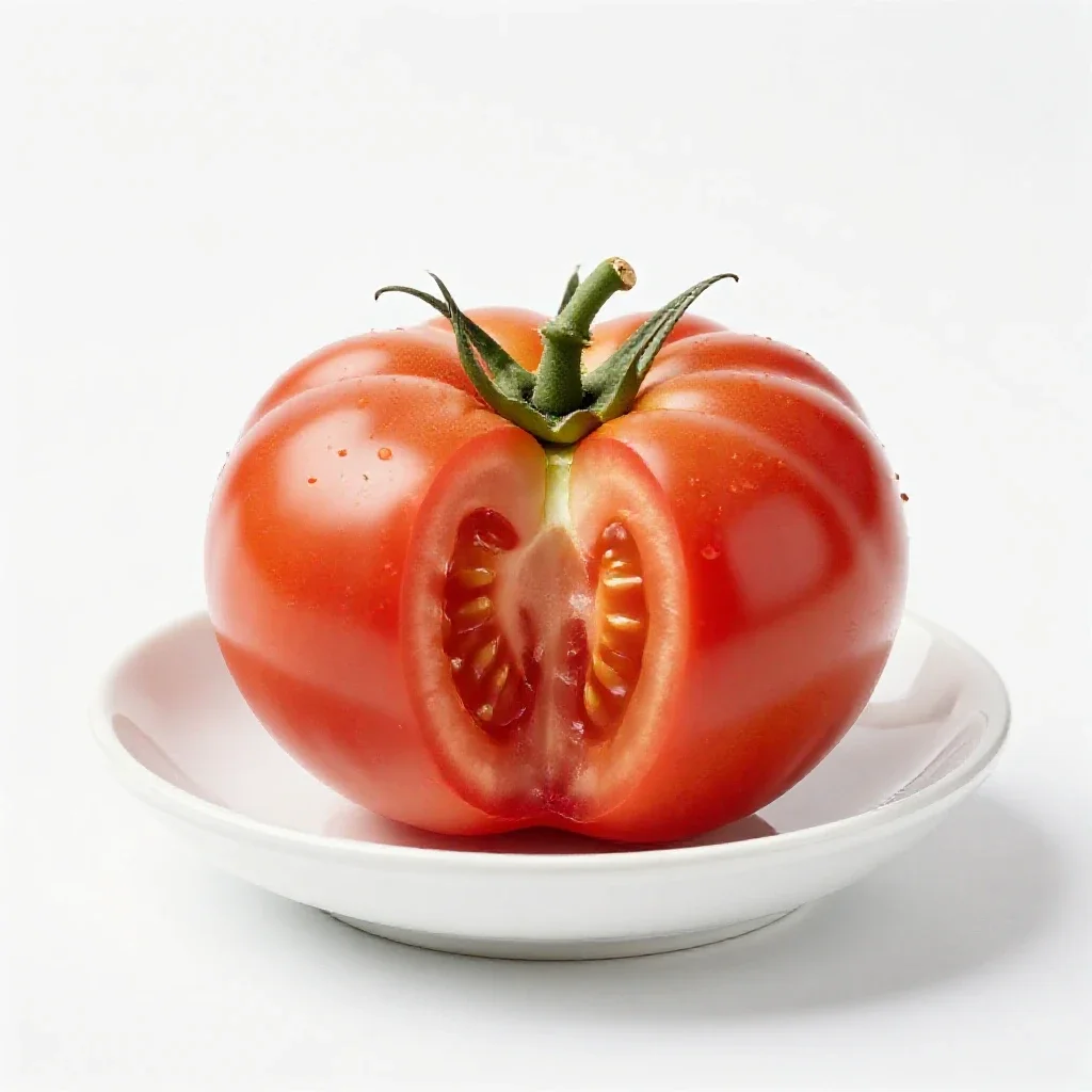 Heirloom tomato on the vine isolated on a white background