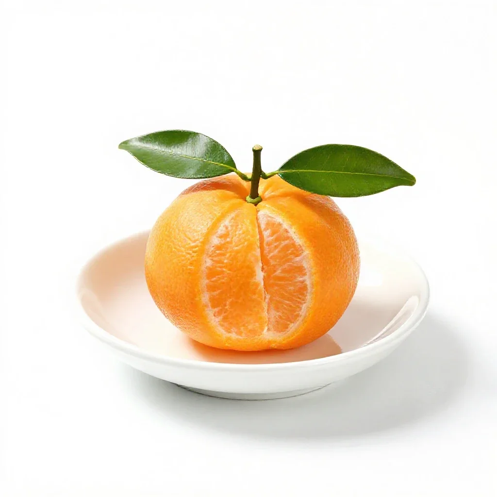 Mandarin with leaves isolated on a white background