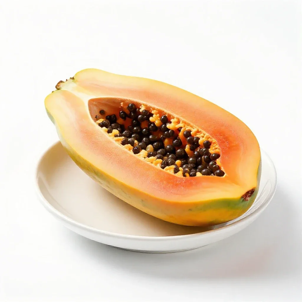 Papaya halved isolated on a white background