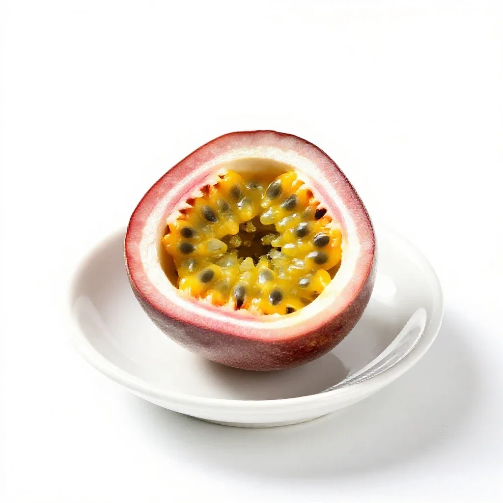 Passionfruit halved isolated on a white background