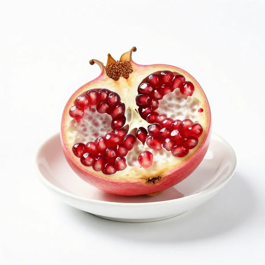 Pomegranate broken open isolated on a white background