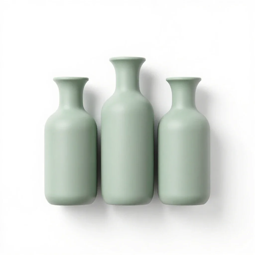 Bud vase trio isolated on a white background
