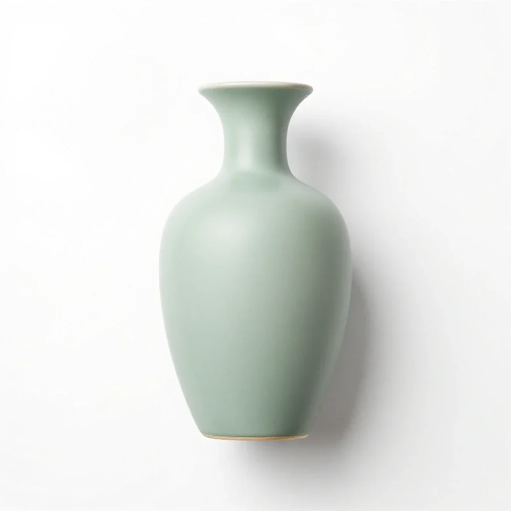 Ceramic vase with a narrow neck isolated on a white background