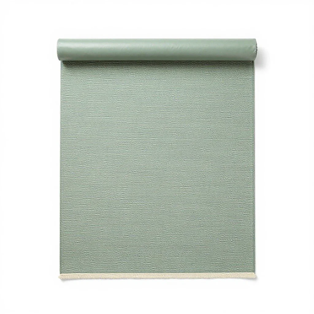 Hand-knotted wool rug rolled up isolated on a white background