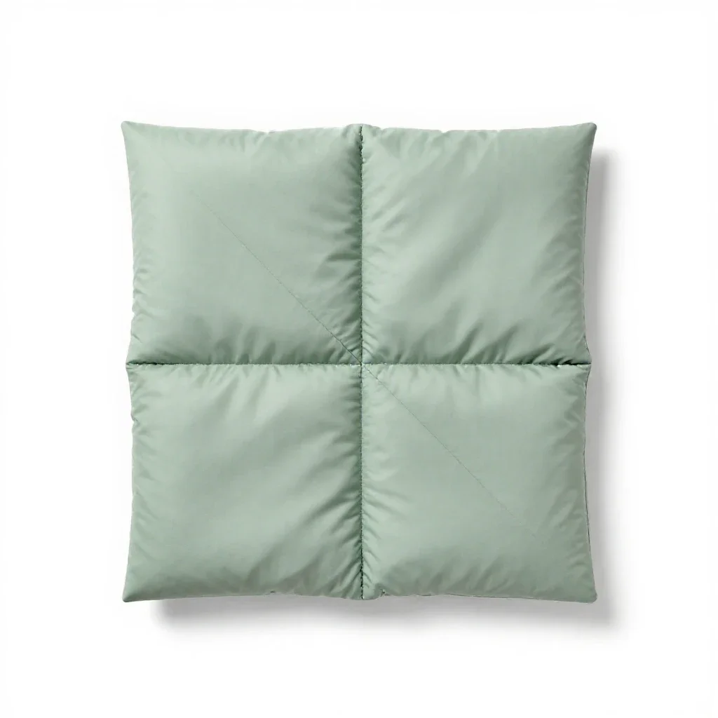 Patchwork quilt folded into a square isolated on a white background