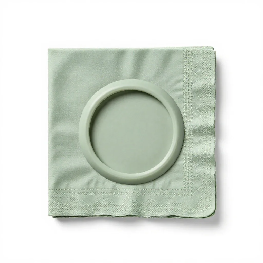 Set of napkins with a ring isolated on a white background