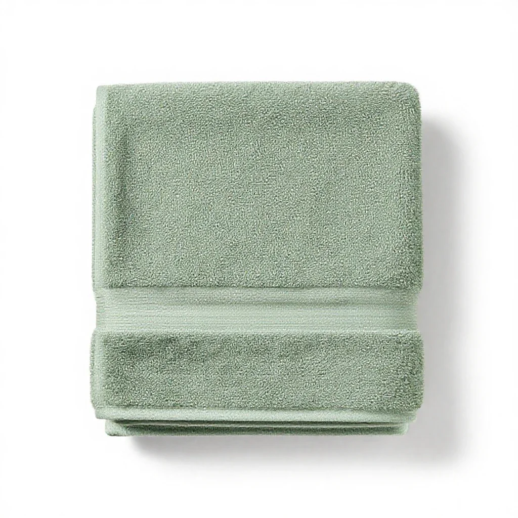 Set of stacked bath towels isolated on a white background