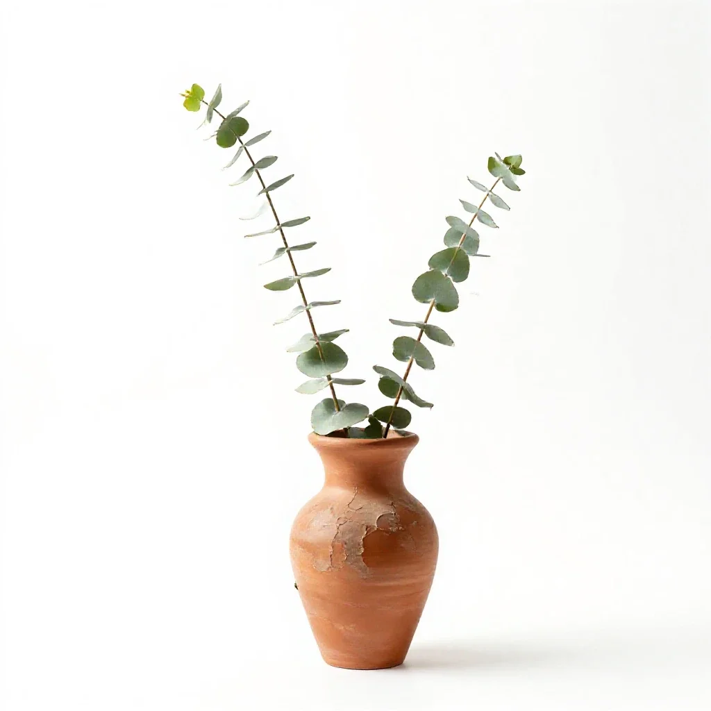 Eucalyptus with peeling bark isolated on a white background
