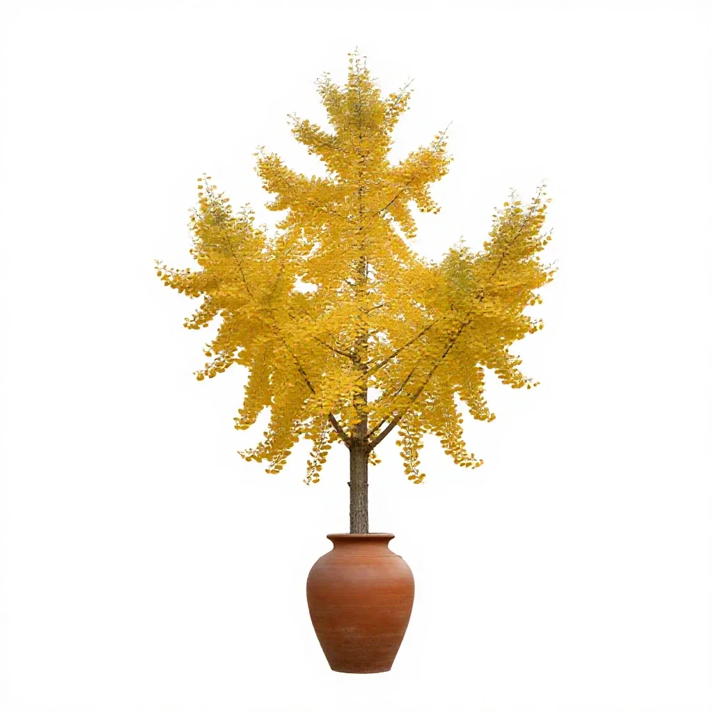 Gingko in autumn isolated on a white background